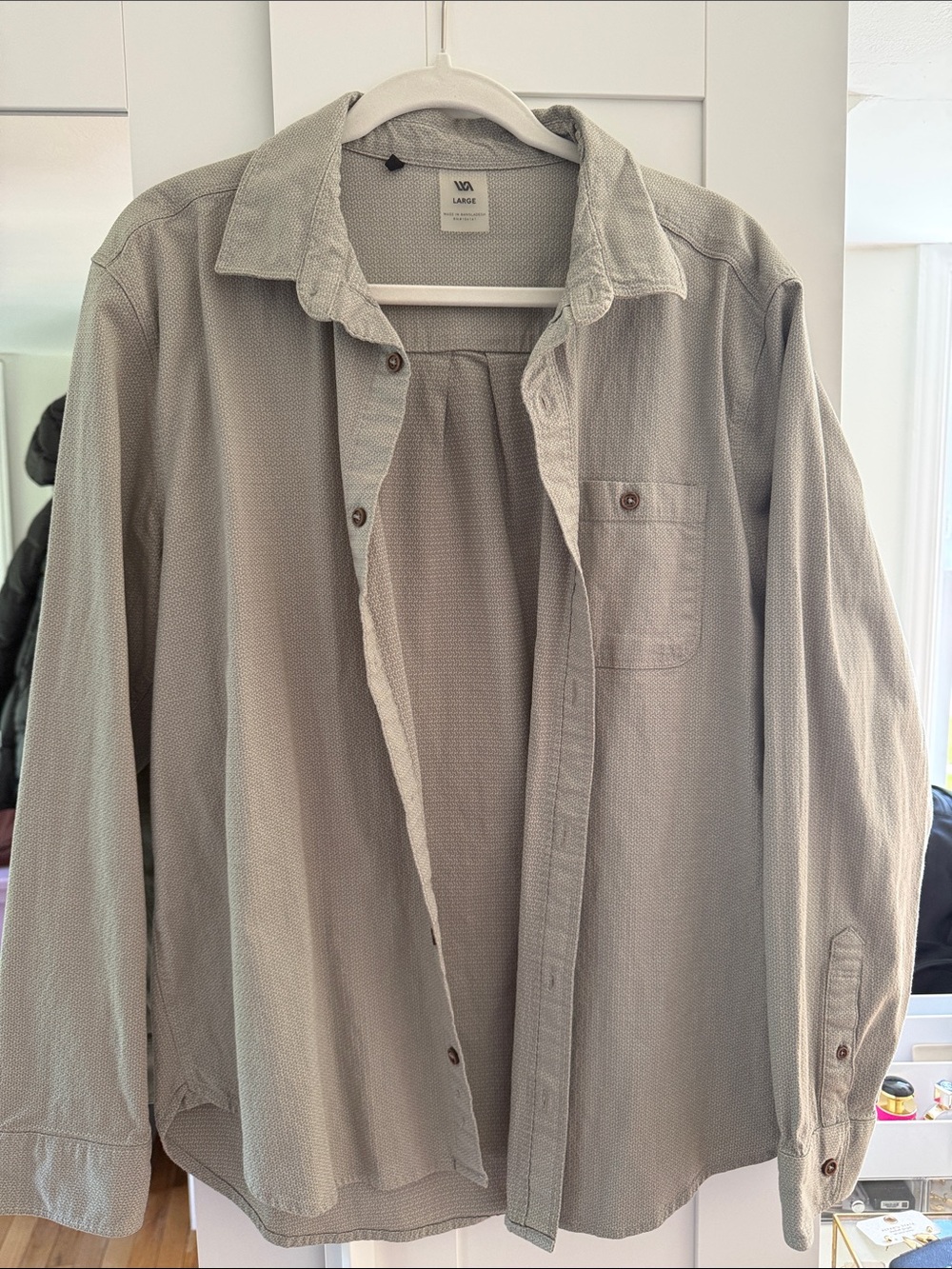 Casual Gray Button-Up Men's Jacket Shirt